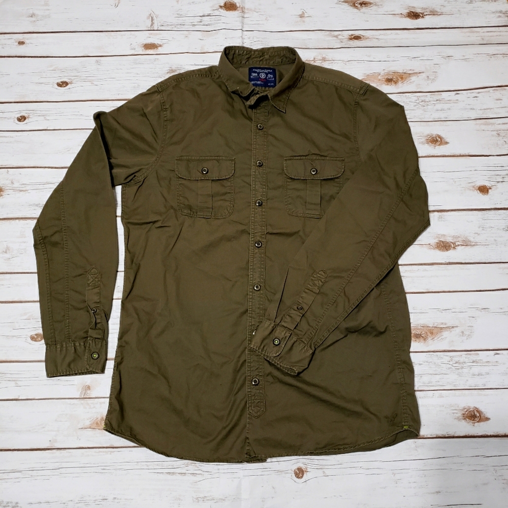 American Eagle Outfitters Mens Button Long Sleeve Shirt LT
